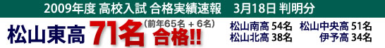 2009年高校入試合格実績速報